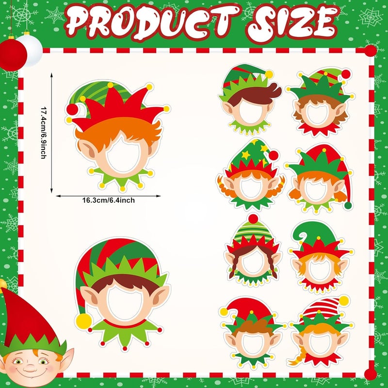 Poen 50 Pieces Christmas Elf Paper Cutouts for Photo Crafts Christmas DIY Elf Cutouts for Bulletin Boards with 100 Pcs Glue Points for Winter Holiday Xmas Home Wall Decor - Image 2